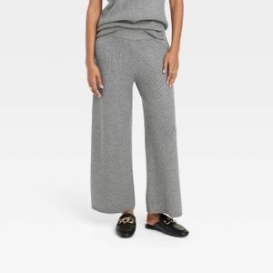 Women's High-Rise Ribbed Sweater Wide Leg Pants